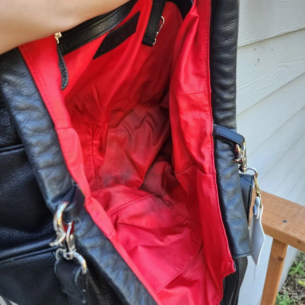 Lily Jade Caroloine Black Leather Diaper Bag Tote Crossbody Messenger Miniamlist